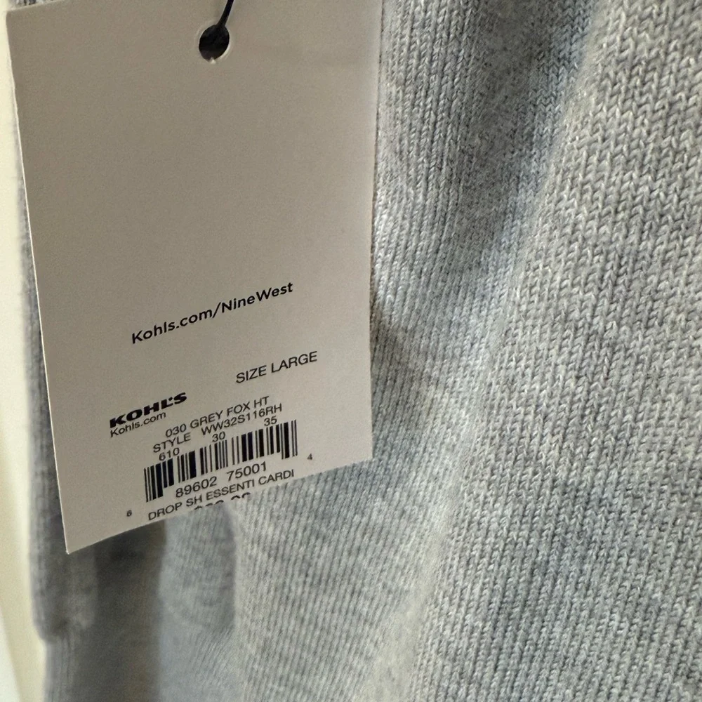 NWT Women's Nine West Essential Cardigan Light Grey size large - Picture 6 of 9